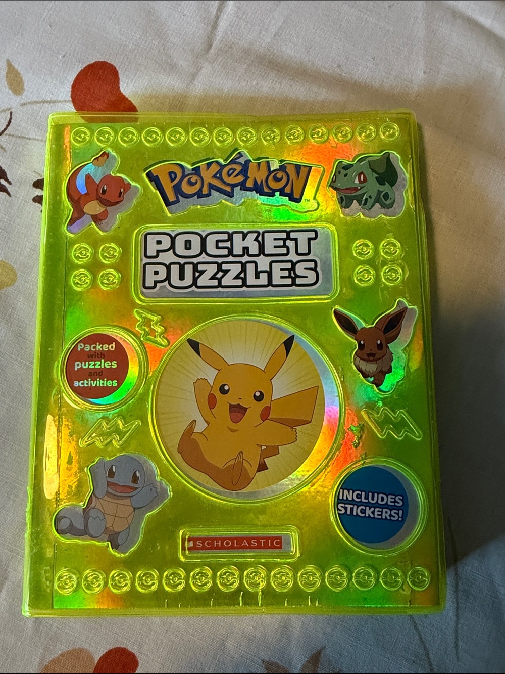 💰 5 for $20 💰 Scholastic Pokémon Pocket Puzzles - Neon Yellow Pikachu Cover